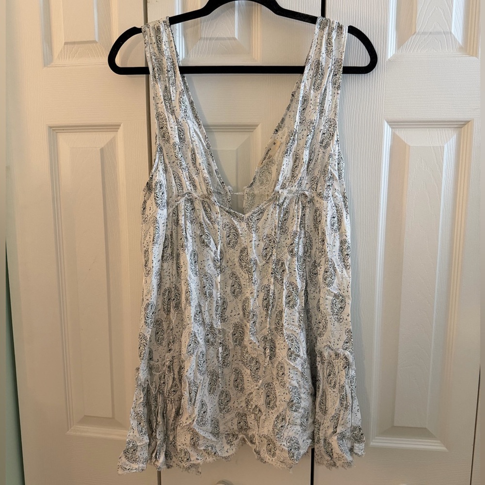 Ocean Drive White and Blue Paisley Swim Coverup